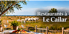 Illustration d'une table de restaurant aux accents camarguais pour Le Cailar